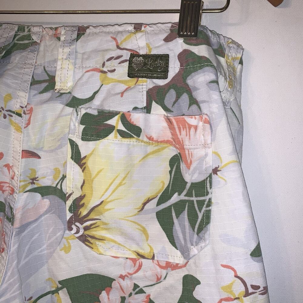 Lucky Brand 100% Cotton Floral Cargo Crop Ankle Loose Fit Low Waist Pants 2/ 26 - Picture 7 of 9